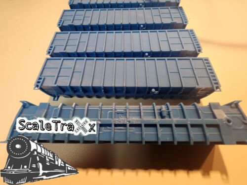 N Scale Woodchip (Blue Undecorated) 5 Pack (with trucks and couplers) without inner load supports