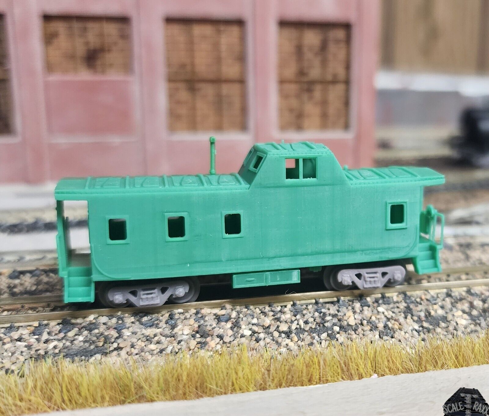 N scale Burlington Northern slant style streamlined caboose (Undec) (No Wheels or Couplers)